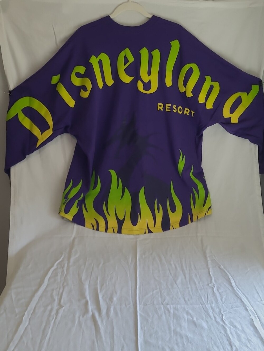 Disney Resort Purple Long-sleeve Shirt with Dragon & Neon Green Flame Graphics - Picture 3 of 5